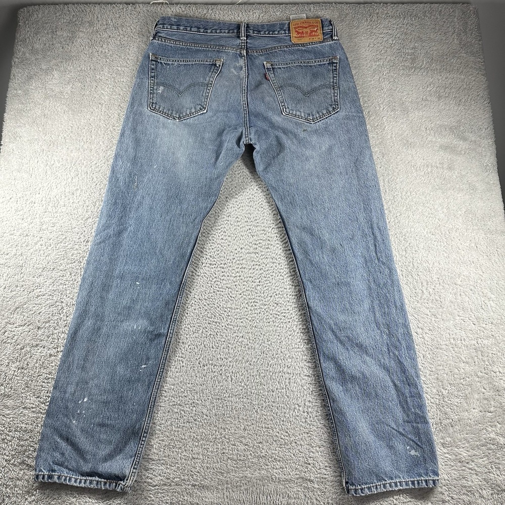 Levi's 505 Jeans Mens 36x34 Blue Paint Stain Artist‎ Art Distress Painter - Picture 2 of 12